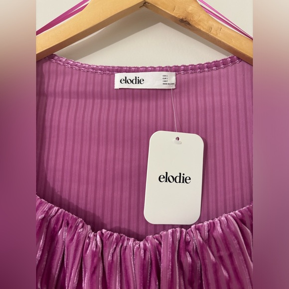 NORDSTROM ELODIE Velvet Fuchsia Ribbed Bodysuit - Picture 2 of 6